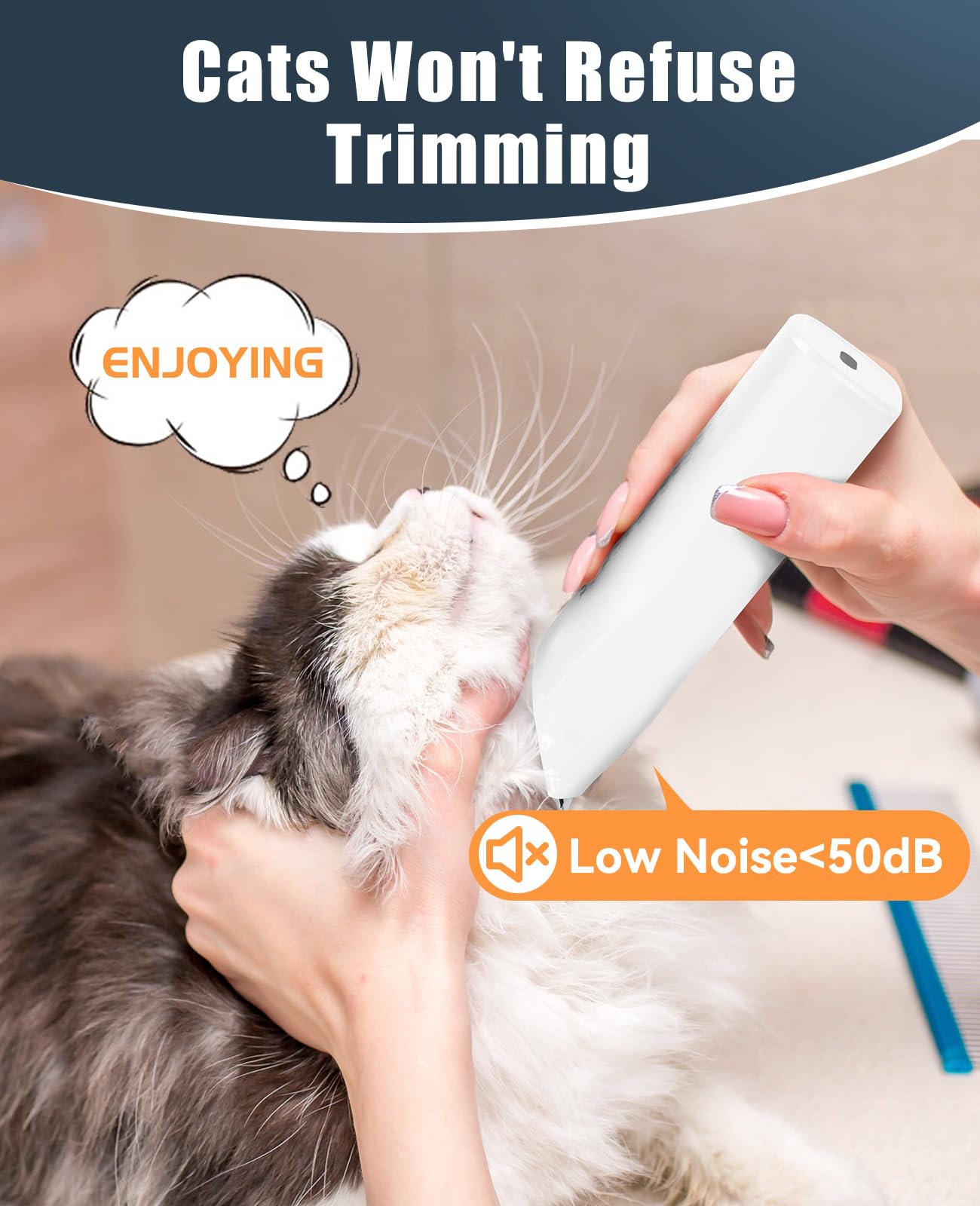 oneisall Pet Clipper for Cat Matted Hair, Pet Shaver for Cats Quiet Pet Hair Clippers Cordless Cat Clippers for Matted Hair Cat Clippers for Long Hair(Standard Blade)