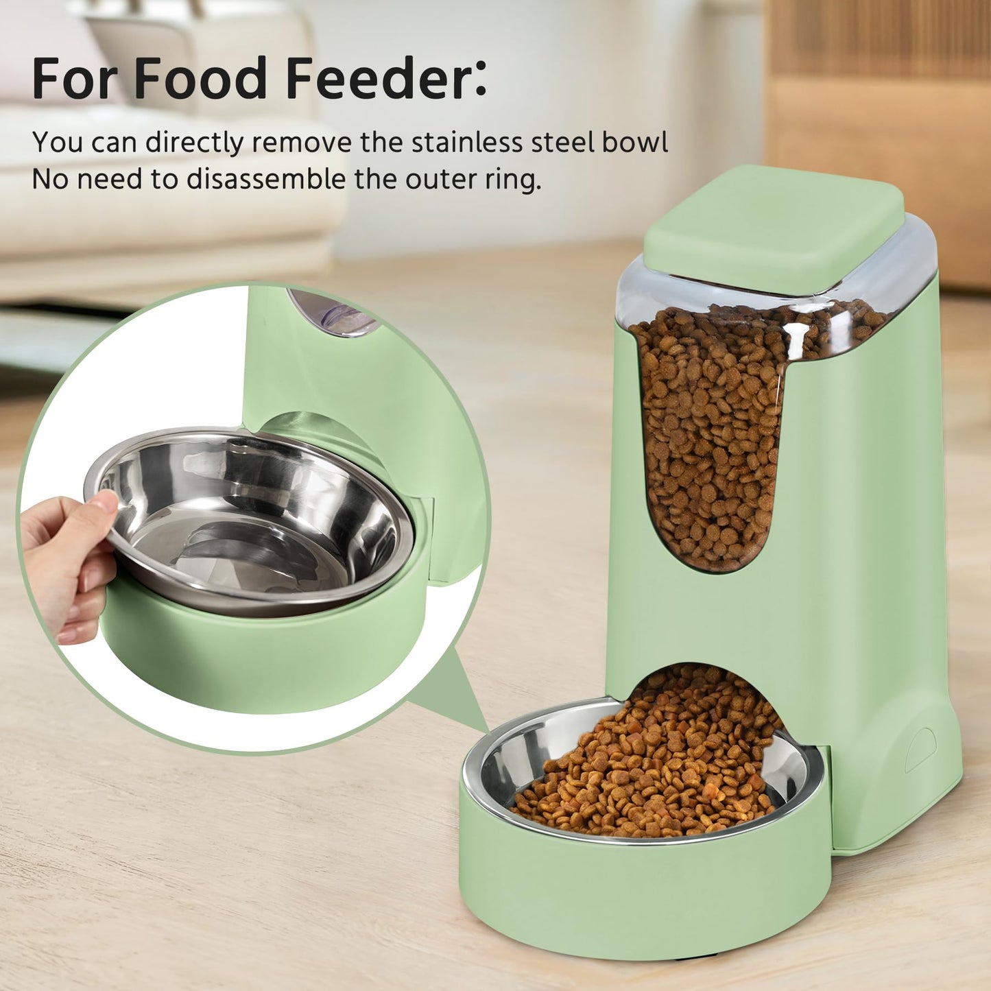 2 Pack Automatic Cat Feeder and Stainless Steel Water Dispenser, Gravity Dog Waterer Set Food Feeder and Waterer Set for Small Medium Kitten Puppy Pets(1 Gallon x 2, Charcoal Gray)