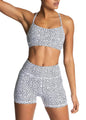 IWEMEK Women's Workout Sets 2 Piece Yoga Outfits High Waisted Biker Shorts and Cross Back Sports Bra Gym Set