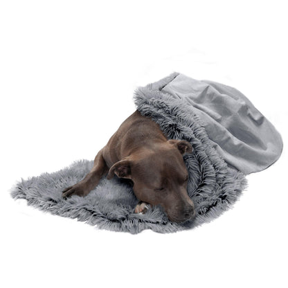Furhaven - Manta impermeable y lavable para perros y gatos de interior, hecha en piel sintética de pelo largo sintético y terciopelo en color madera, XL, gris niebla
