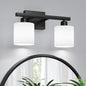 PARTPHONER Bathroom Light Fixtures, Bathroom Lighting Fixtures Over Mirror, Interior Classic Vanity Lights, Modern Bathroom Vanity Light with Textured White Glass Shade, Brushed Nickel, 3-Light
