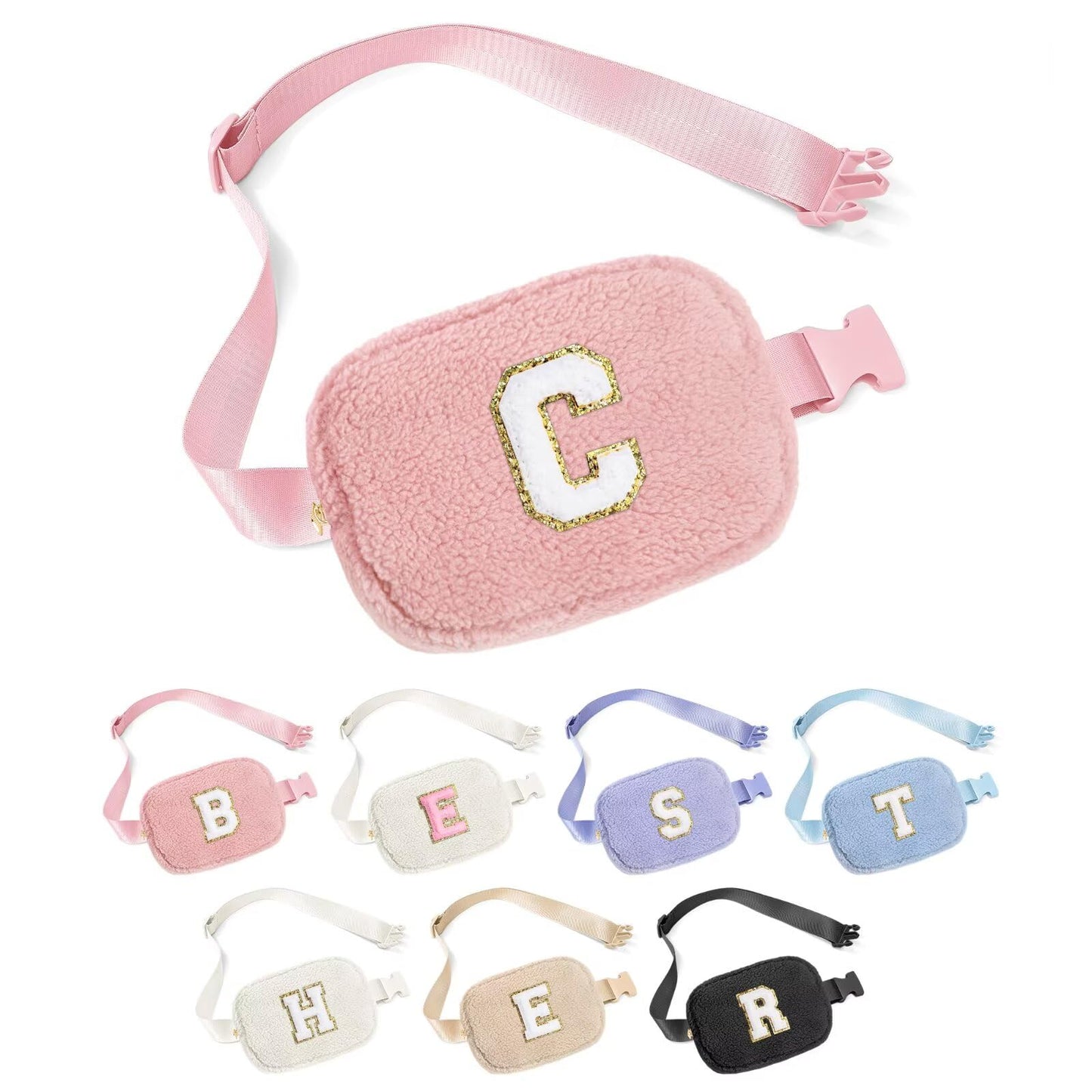 YOOLIFE Easter Gifts for Girls Kids Basket Stuffers - Birthday Gifts for Girls Daughter Sister Friends, Initial Crossbody Bag Belt Bag Fanny Pack for Women, Pink A