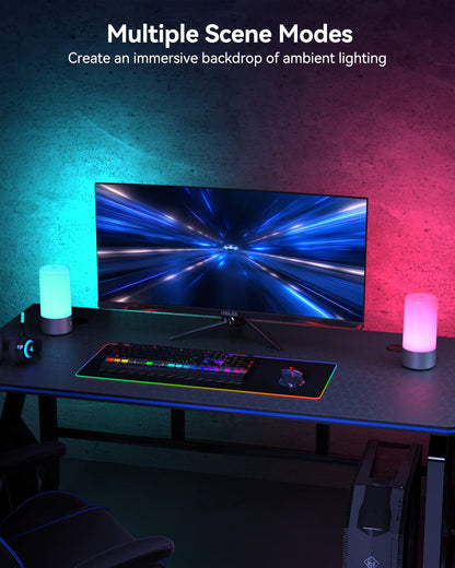 Touch Bedside Table Lamp, [Sleek Design & RGB Mode] 3 Way Dimmable Small Lamp for Bedroom, LED Lamp with Warm White Lights, Multi-Color Smart Nightstand Lamp for for Living Room Home Gifts