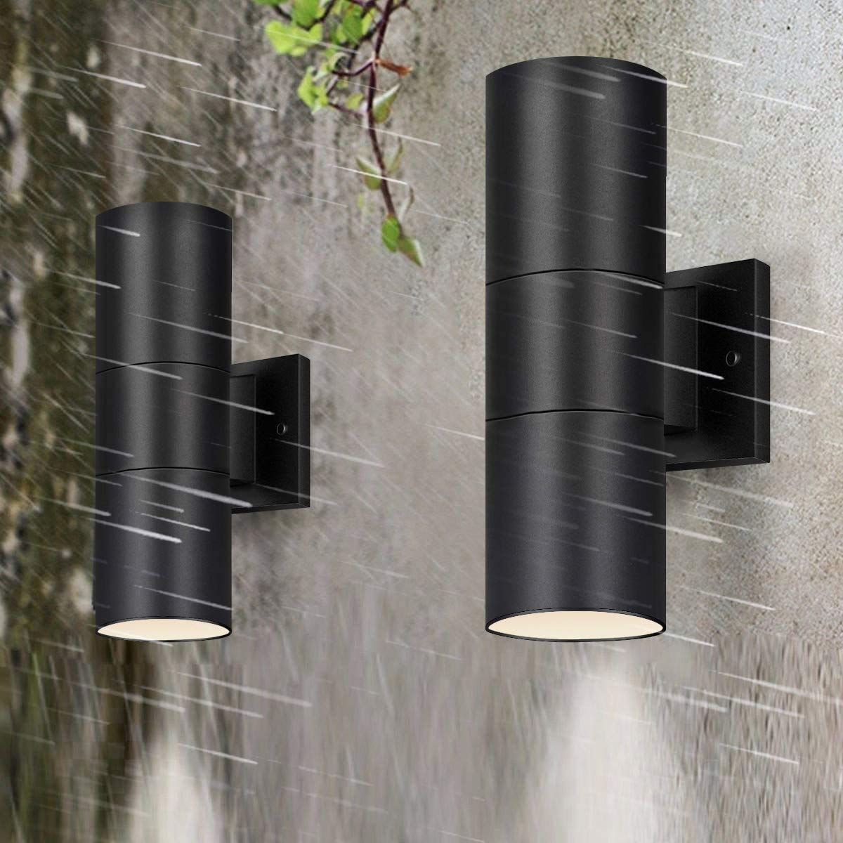 Outdoor Wall Lights Dusk to Dawn Exterior Lighting Fixtures Wall Mount - 2 Light Bulbs Included, Modern Sconces Wall Lighting- Up Down Exterior Outdoor Lights for Porch, Backyard and Patio