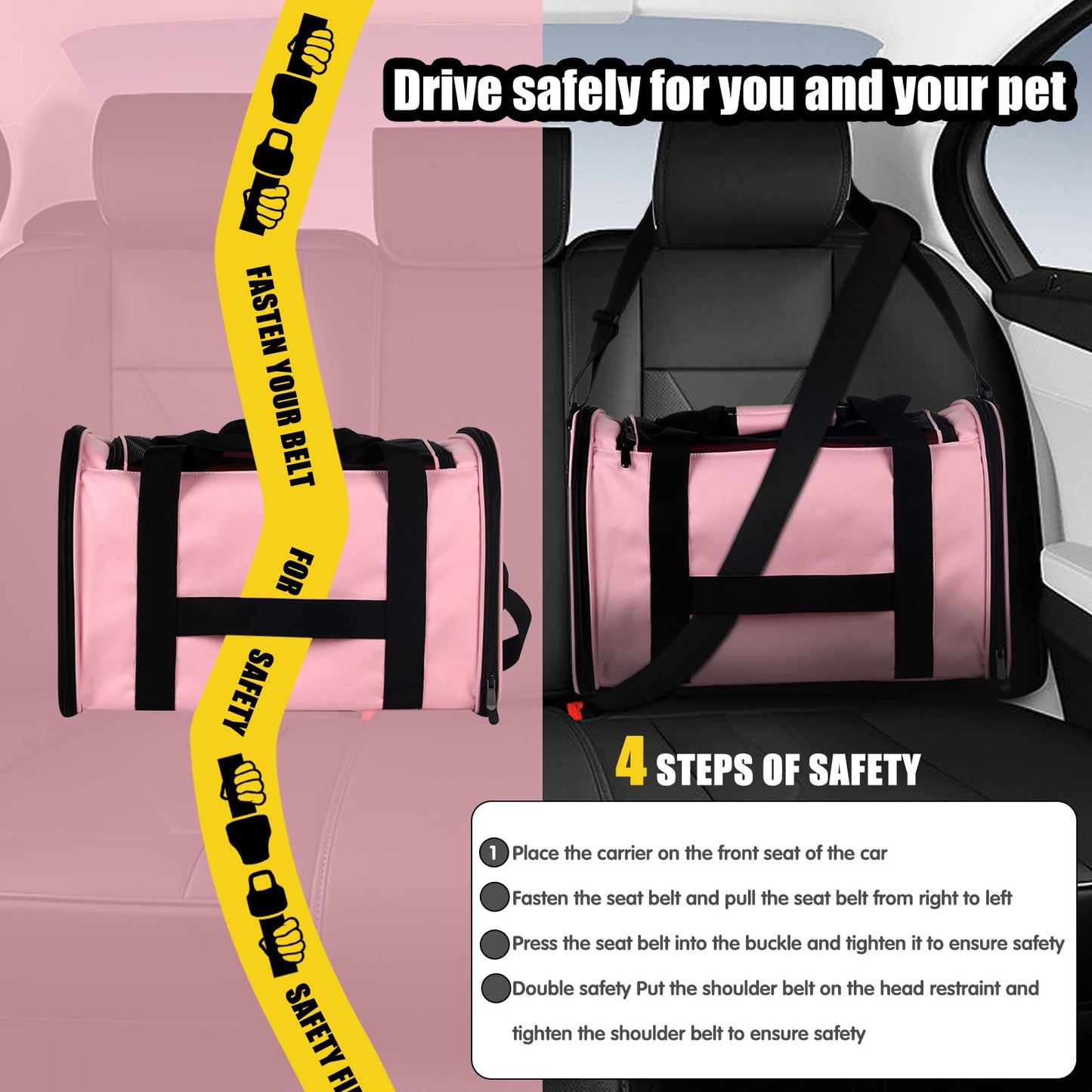 Cat Carrying Case Pet Dog Carrier Soft-Sided Cat Bag Airline Approved, Pet Travel Carrier Up to 15 Lbs, Collapsible Cat Carrier Dog Carrier for Medium Cats Small Cats Dogs(17x11x11 Green)