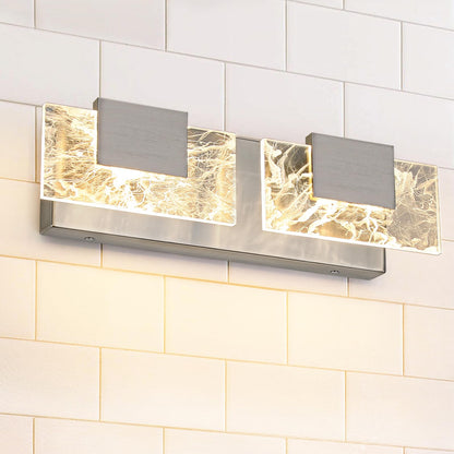 LED Bathroom Vanity Light: 24 inch Brushed Gold Acrylic Modern Lighting Fixtures - 3 Lights Contemporary Smoke Design Wall Lights Fixture Over Mirror 3000K