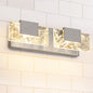 LED Bathroom Vanity Light: 24 inch Brushed Gold Acrylic Modern Lighting Fixtures - 3 Lights Contemporary Smoke Design Wall Lights Fixture Over Mirror 3000K