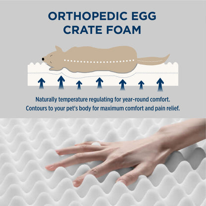 Bedsure Dog Bed for Large Dogs - Orthopedic Waterproof Puppy Beds with Removable Washable Cover, Egg Crate Foam Pet Mat, Suitable for Pet Up to 65 lbs