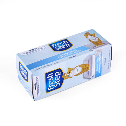 Fresh Step Drawstring Cat Litter Box Liners, Unscented, Size Jumbo, 36" x 19" | Kitty Litter Bags - 15 Count - Cat Litter Liners for Rectangle or Oval Large Litterboxes