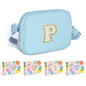 COSHAYSOO Pink Belt Bag Small Waist Fanny Pack Mini Crossbody Purse with Initial Preppy Letter Patch for Teen Girl Women Workout, Cross Body Chest Pouch Trending Birthday Gift Idea (S)