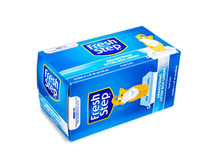 Fresh Step Drawstring Cat Litter Box Liners, Unscented, Size Jumbo, 36" x 19" | Kitty Litter Bags - 15 Count - Cat Litter Liners for Rectangle or Oval Large Litterboxes