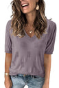 Arach&Cloz Women's Tops 2025 Spring Summer Short Sleeve Sweater Fashion Trendy Dressy Casual Outfit Versatile Knit Blouse