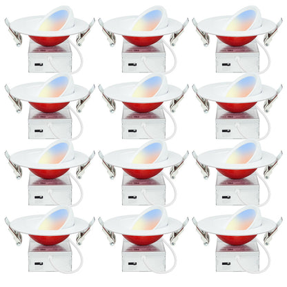 HONZIN 12 Pack 4 Inch Recessed Lighting, 5CCT Gimbal Led Recessed Light 4 Inch with Junction Box, Dimmable, 9W CRI90+, IC Rated, 2700K/3000K/3500K/4000K/5000K Selectable, No Fire Cone Needed