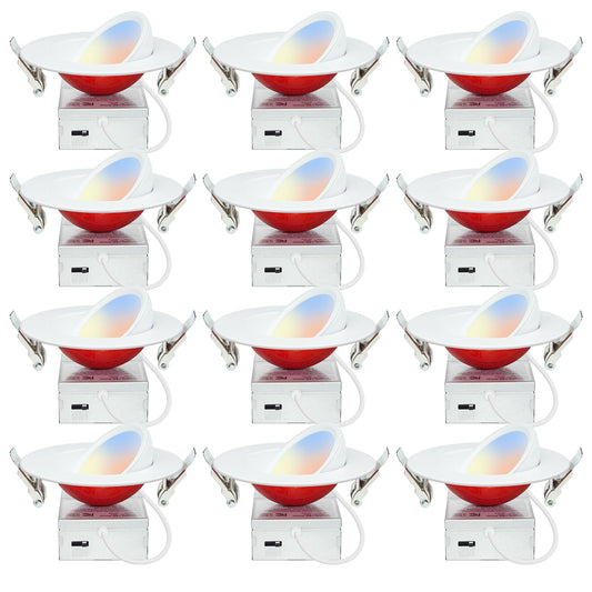 HONZIN 12 Pack 4 Inch Recessed Lighting, 5CCT Gimbal Led Recessed Light 4 Inch with Junction Box, Dimmable, 9W CRI90+, IC Rated, 2700K/3000K/3500K/4000K/5000K Selectable, No Fire Cone Needed