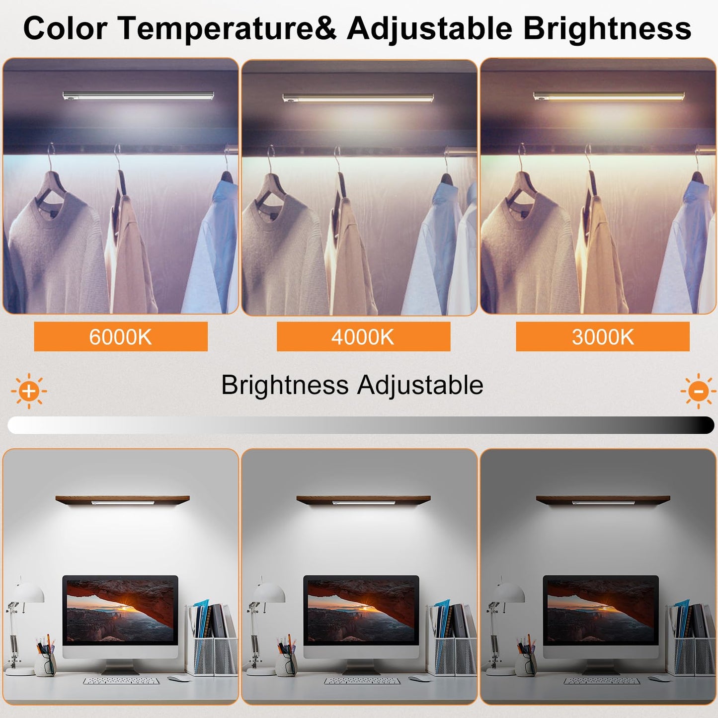Under Cabinet Lighting, Motion Sensor Light Indoor with Remote Control, Rechargeable 2500mAh Closet Lights Wireless, 3 Color Temps & Adjustable Brightness Under Counter Lights for Kitchen (5)