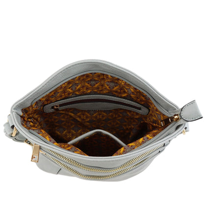 ALYSSA Triple Zip Pocket Large Crossbody Bag