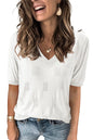 Arach&Cloz Women's Tops 2025 Spring Summer Short Sleeve Sweater Fashion Trendy Dressy Casual Outfit Versatile Knit Blouse