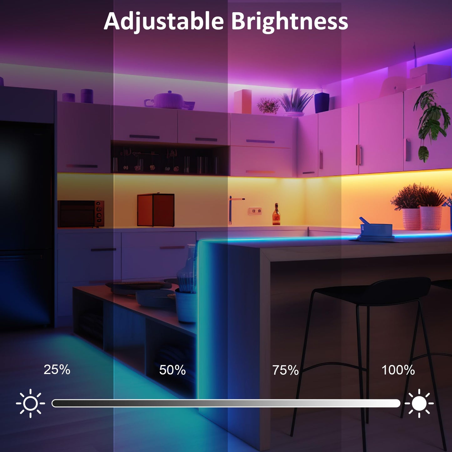 LAFULIT Under Cabinet Lighting Kit - 8 PCS, 2700K Warm White Flexible LED Strip Lights with Remote and Power Adapter for Kitchen Cabinets, Shelf, Desk, Counter - 13ft