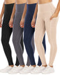 4 Pack Leggings with Pockets for Women,High Waist Tummy Control Workout Yoga Pants