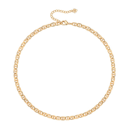 Aobei Pearl 18K Gold Paperclip Chain Choker Satellite Chain Biwa Pearl Pendant Necklace Dainty Jewelry for Women