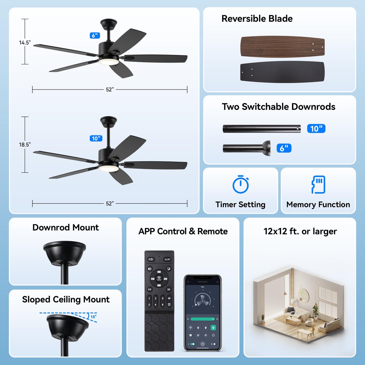 SUNMORY Ceiling Fans with Lights and Remote, 30 inch Low Profile Ceiling Fan with Light, Modern Flush Mount Ceiling Fan for Bedroom/Kitchen/Dining Room/Patio, 6 Wind Speeds, Dimmable, White