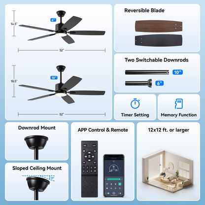SUNMORY Ceiling Fans with Lights and Remote, 30 inch Low Profile Ceiling Fan with Light, Modern Flush Mount Ceiling Fan for Bedroom/Kitchen/Dining Room/Patio, 6 Wind Speeds, Dimmable, White