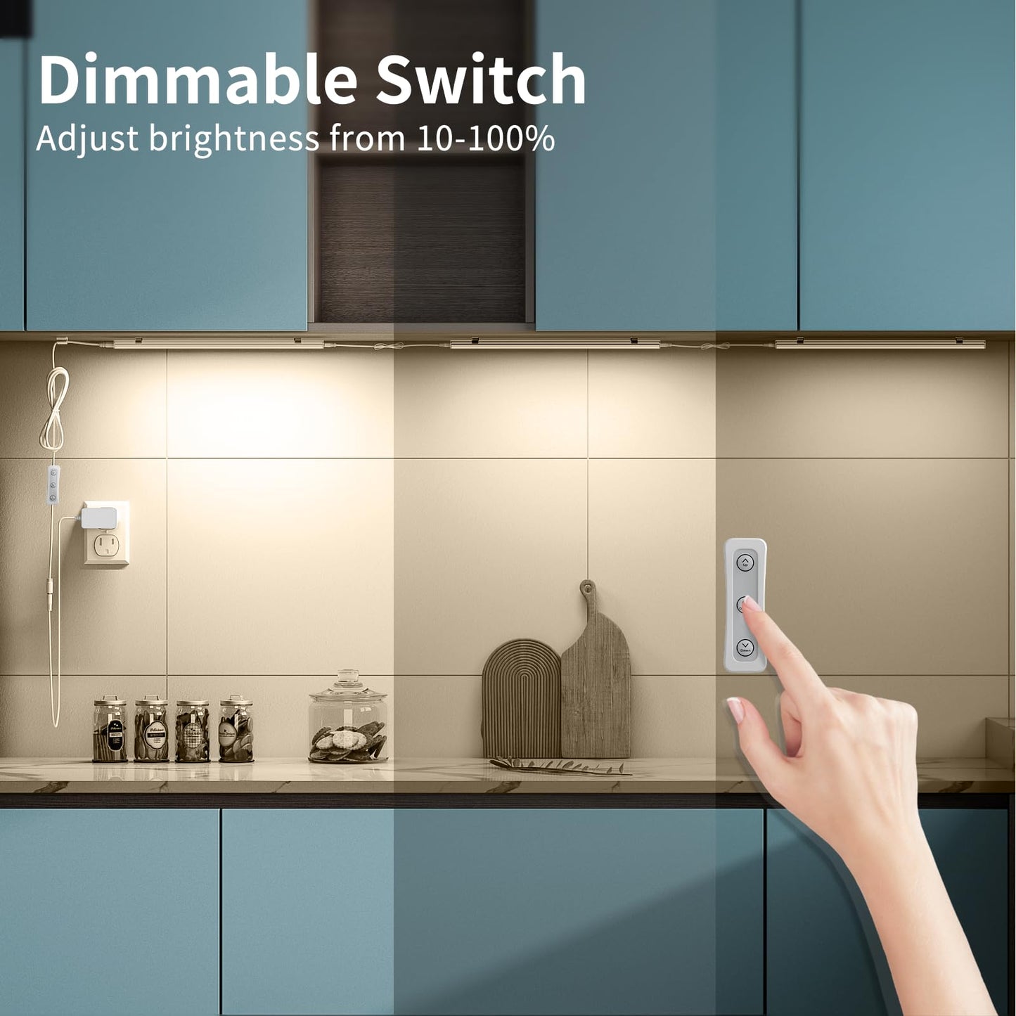 ASOKO Under Cabinet Led Light Plug in, Dimmable Daylight White 4500K, 3 Pack 12 inch Linkable Led Under Counter Lights for Kitchen, Shelf, Workbench, Cupboard, ETL Listed Plug 24V, UNO-LK 4500K