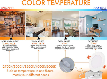 [6 Pack] CLOUDY BAY 4inch Smart WiFi LED Recessed Lights,RGBCW Color Changing Recessed Lighting,Compatible with Alexa and Google Home Assistant,10W 2700K-6500K,CRI90+ Wet Location,White Finish