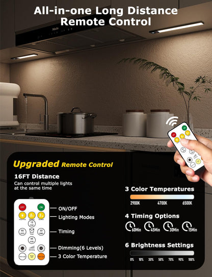 12" Thin Motion-Activated Under Cabinet Lighting, Aluminum Alloy Under Counter Lights for Kitchen, 3-Color-Temps Magnetic Closet Lights, Rechargeable Motion Sensor Light Indoor (4Pack, Silver)