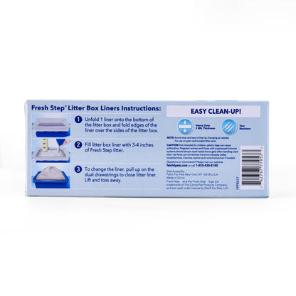 Fresh Step Drawstring Cat Litter Box Liners, Unscented, Size Jumbo, 36" x 19" | Kitty Litter Bags - 15 Count - Cat Litter Liners for Rectangle or Oval Large Litterboxes