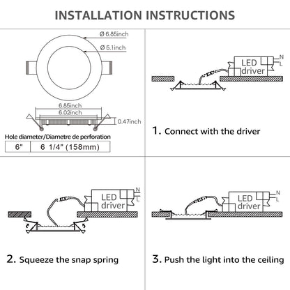 TORCHSTAR Basic Series 12-Pack 6 Inch Ultra-Thin LED Recessed Lighting with Junction Box, CRI90, Aluminum, 5000K Daylight, 5%-100% Dimmable Slim Recessed Downlight, 12W 1100LM, ETL and Energy Star