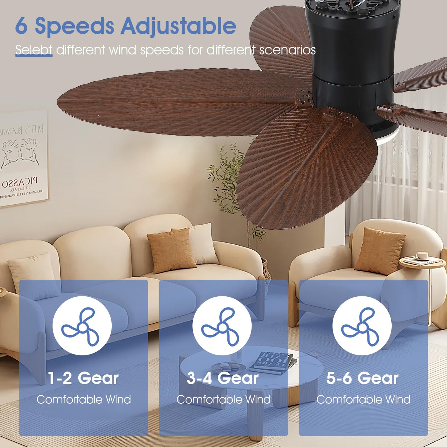 Ceiling Fans with Lights-36 Low Profile Ceiling Fan with Light and Remote/APP Control,Flush Mount,DC Reversible,LED Dimmable Blakc Ceiling Fans for Bedroom,Indoor/Outdoor Patio Use