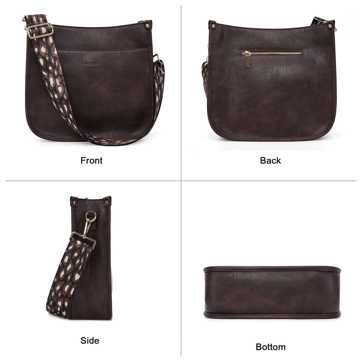 HKCLUF Crossbody Bags for Women Trendy Vegan Leather Hobo Handbags With 2PCS Adjustable Guitar Strap Shoulder Bucket Bags