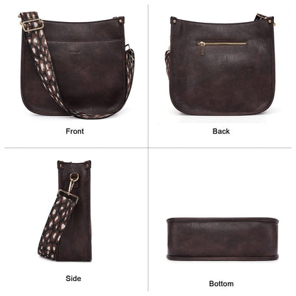 HKCLUF Crossbody Bags for Women Trendy Vegan Leather Hobo Handbags With 2PCS Adjustable Guitar Strap Shoulder Bucket Bags