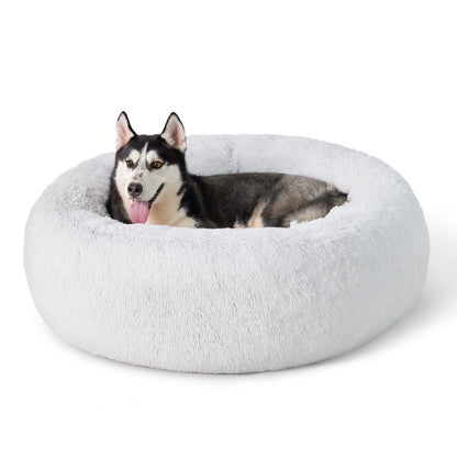 Bedsure Calming Cat Beds for Indoor Cats - Small Cat Bed Washable 20 inches, Anti-Slip Round Fluffy Plush Faux Fur Pet Bed, Fits up to 15 lbs Pets, Camel