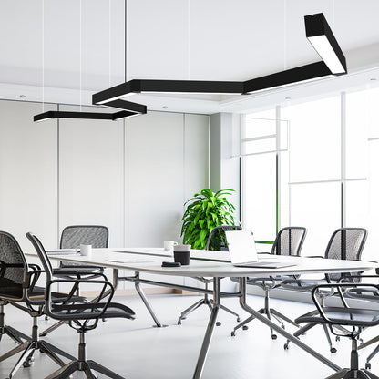 20FT LED Linear Light, 250W Pendant Light Fixtures, 0~10V Remote Switch, 3000K 4000K 6000K Color Changing Function, Combination Black Ceiling Shop Light, Suspended Office Lighting Fixture