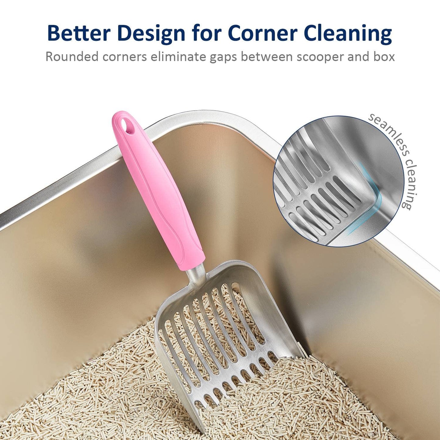 WePet Cat Litter Scoop, Aluminum Alloy Sifter, Kitty Metal Scooper, Deep Shovel, Long Handle, Poop Sifting, Kitten Pooper Lifter, Durable, Heavy Duty, for Litter Box