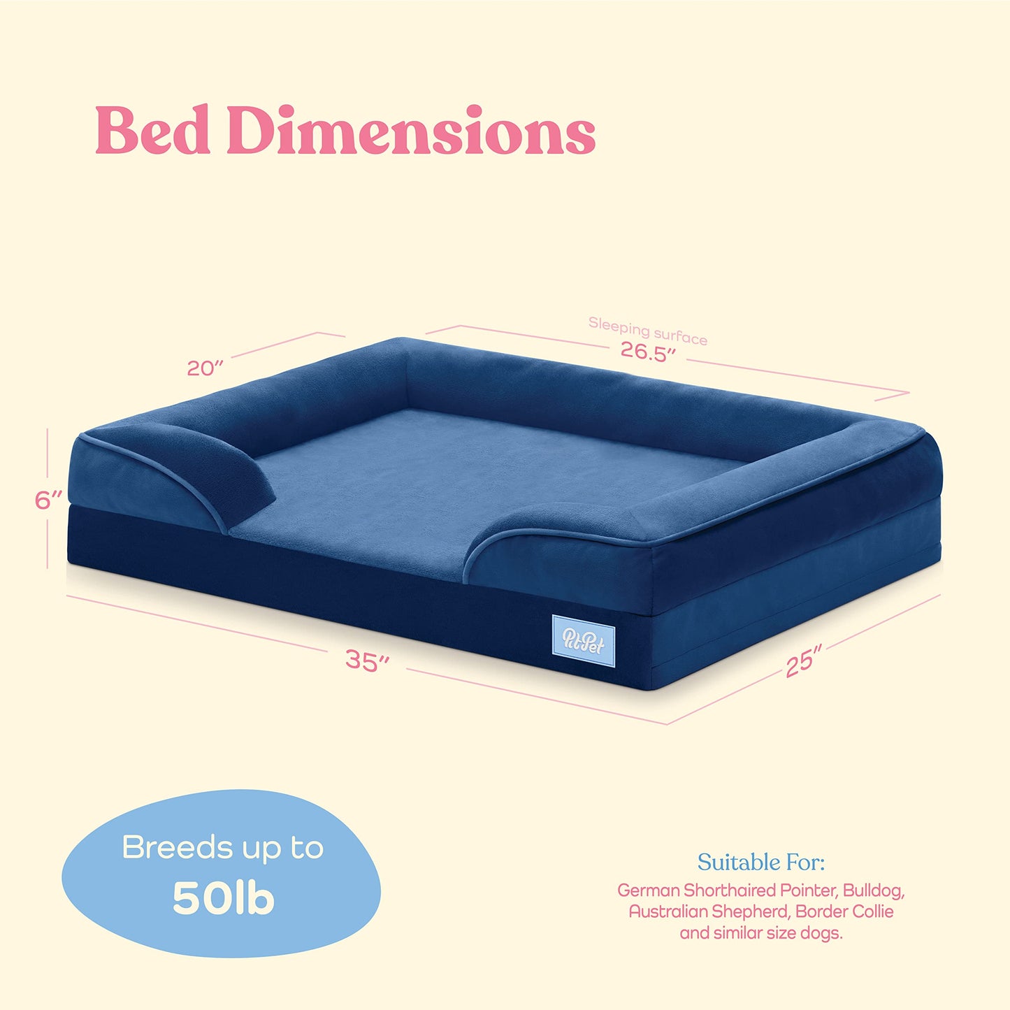 Orthopedic Sofa Dog Bed - Ultra Comfortable Dog Beds for Medium Dogs - Breathable & Waterproof Pet Bed- Egg Foam Sofa Bed with Extra Head and Neck Support - Removable Washable Cover & Nonslip Bottom.