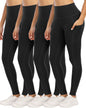 4 Pack Leggings with Pockets for Women,High Waist Tummy Control Workout Yoga Pants