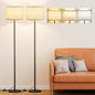 Modern Floor Lamp Simple Design with White Shade, Foot Pedal Switch, 60" Small Tall Lamps for Living Room Bedroom Office Dining Room Kitchen, Black Pole Lamp(Without Bulb)