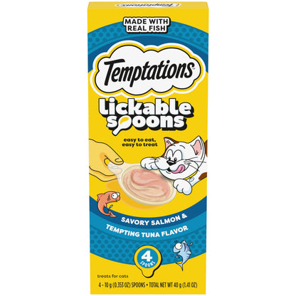 Temptations Lickable Spoons Adult Wet Cat Treat, 10 Grams, Variety Pack of 24