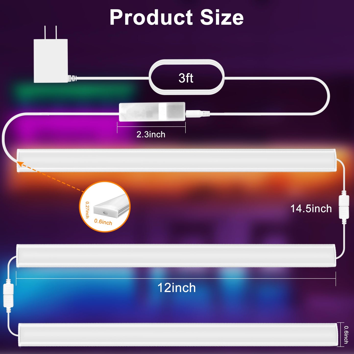 Maylit Under Cabinet Lights Plug in, 3 Pcs 12 Inch Ultra Thin Under Cabinet Lighting, Super Bright Daylight White Under Counter Lights for Kitchen, Dimmable Light for Cabinet, Counter, Workbench, Desk