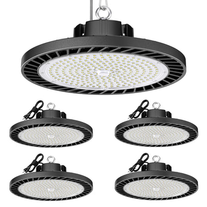 4Pack LED High Bay Light 200W 30000LM Commercial Lighting Products, 100-277V 6000K with Plug, Led Shop Lighting for Garage Barn Gyms Workshop Lighting