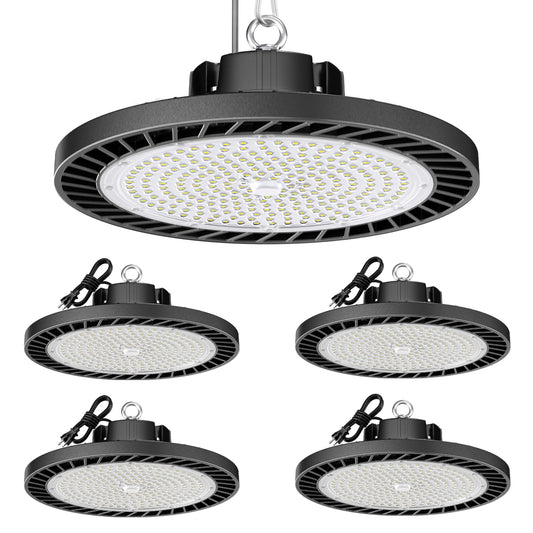 4Pack LED High Bay Light 200W 30000LM Commercial Lighting Products, 100-277V 6000K with Plug, Led Shop Lighting for Garage Barn Gyms Workshop Lighting