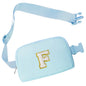 COSHAYSOO Pink Belt Bag Small Waist Fanny Pack Mini Crossbody Purse with Initial Preppy Letter Patch for Teen Girl Women Workout, Cross Body Chest Pouch Trending Birthday Gift Idea (S)