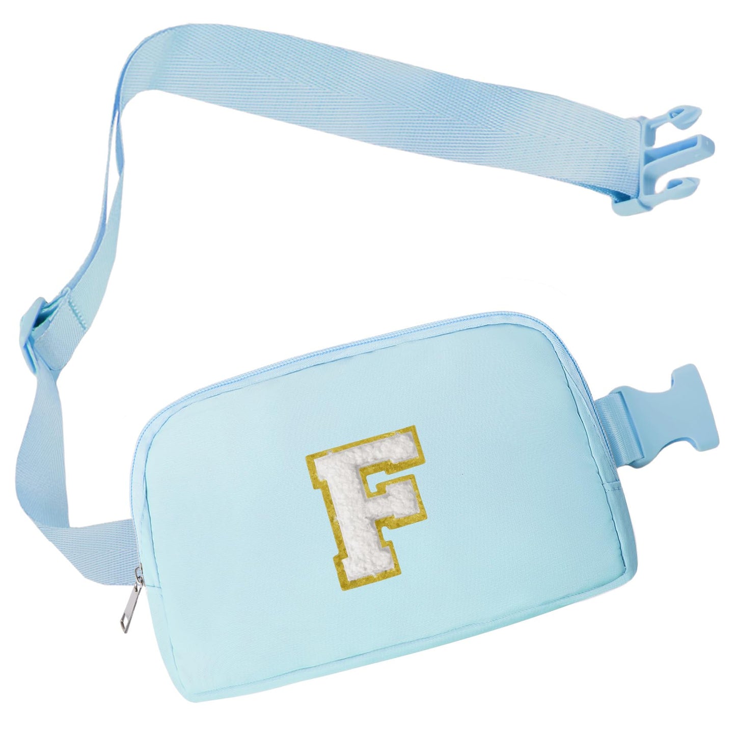 COSHAYSOO Pink Belt Bag Small Waist Fanny Pack Mini Crossbody Purse with Initial Preppy Letter Patch for Teen Girl Women Workout, Cross Body Chest Pouch Trending Birthday Gift Idea (S)