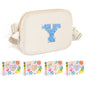COSHAYSOO Pink Belt Bag Small Waist Fanny Pack Mini Crossbody Purse with Initial Preppy Letter Patch for Teen Girl Women Workout, Cross Body Chest Pouch Trending Birthday Gift Idea (S)