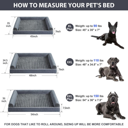 BFPETHOME Dog Beds for Large Dogs, Orthopedic Dog Bed for Medium Large Dogs,Big Waterproof Couch Dog Pet Bed with Removable Washable Cover