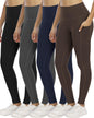 4 Pack Leggings with Pockets for Women,High Waist Tummy Control Workout Yoga Pants