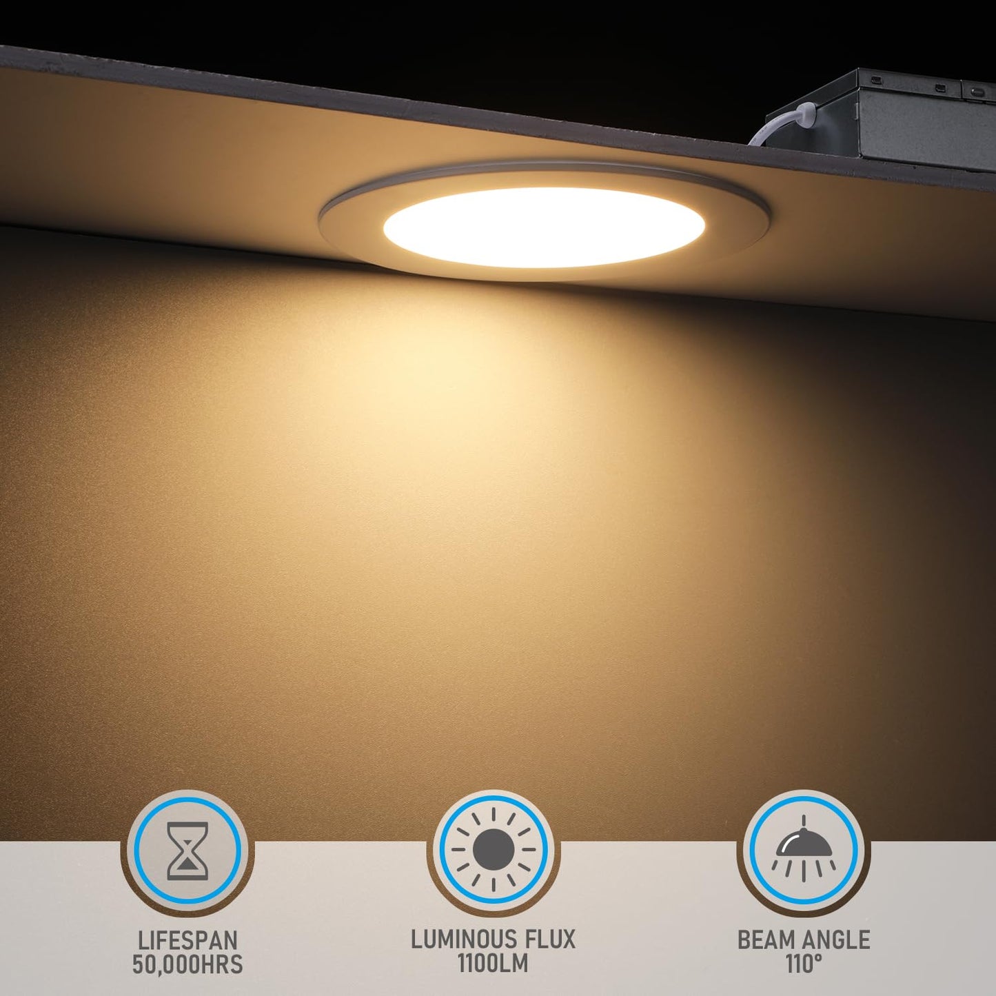 TORCHSTAR Basic Series 12-Pack 6 Inch Ultra-Thin LED Recessed Lighting with Junction Box, CRI90, Aluminum, 5000K Daylight, 5%-100% Dimmable Slim Recessed Downlight, 12W 1100LM, ETL and Energy Star